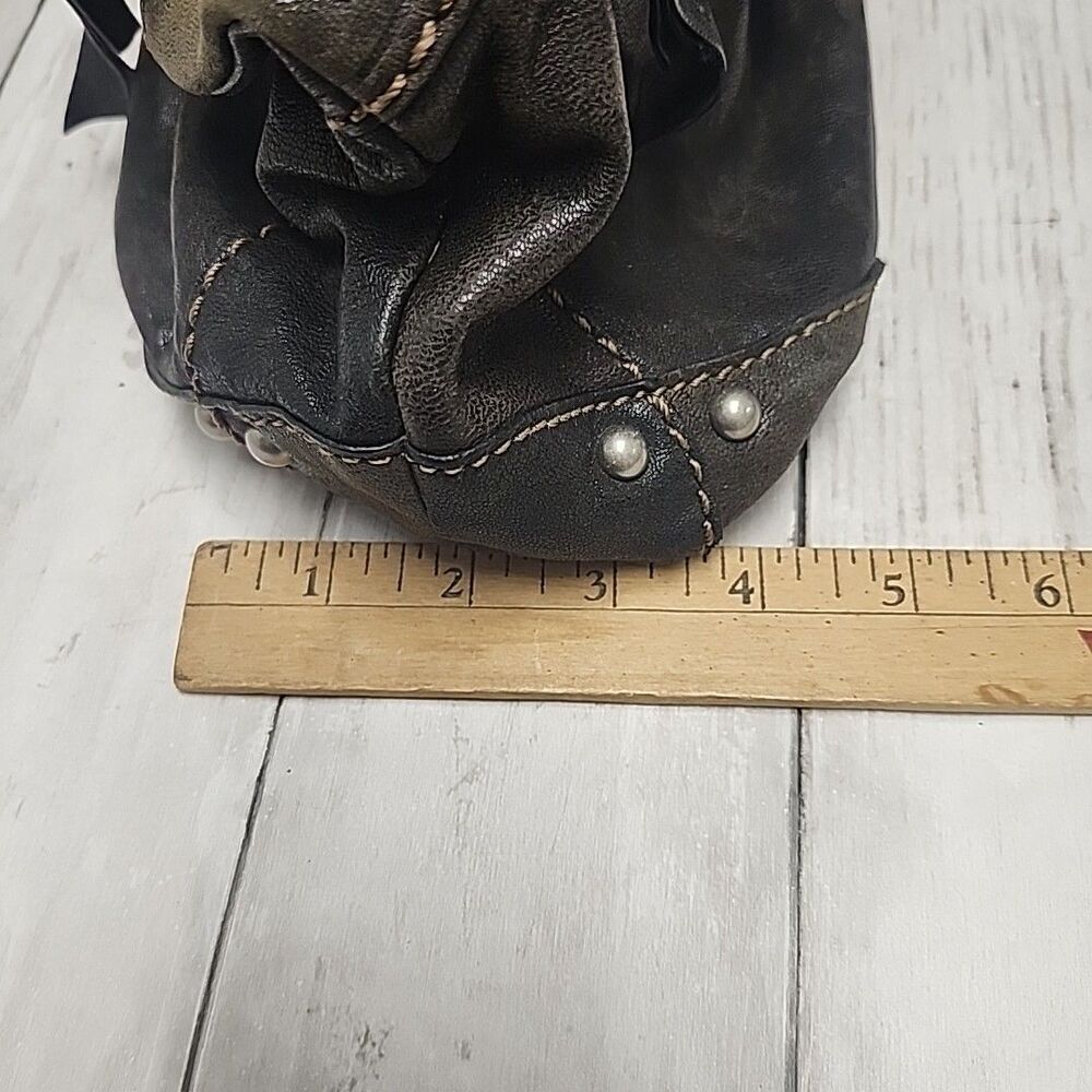 VINTAGE FOSSIL Brown Black Genuine Leather Crossbody Bag Boho-Grunge - Picture 7 of 15